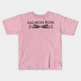 SALMON RUN in Black and White Kids T-Shirt